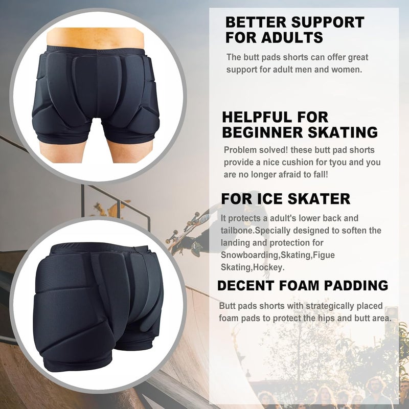 AUDIFU Adult Protective Padded Shorts 3D Hip Butt Pads Shorts for Skating, Snowboard and Ski - Image 2